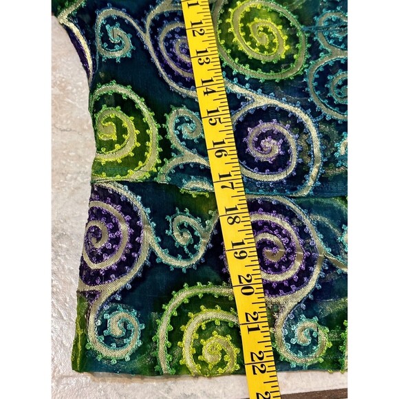 Chico's Size 0(S 4-6) Metallic Silk Embroidery Jacket Art To Wear Boho Occasion - Picture 9 of 11